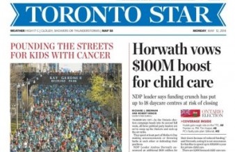 Toronto Star Front Page May 12 2014