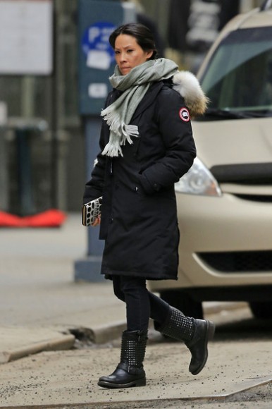 Actress Lucy Liu sporting the Canada Goose Kensington Parka