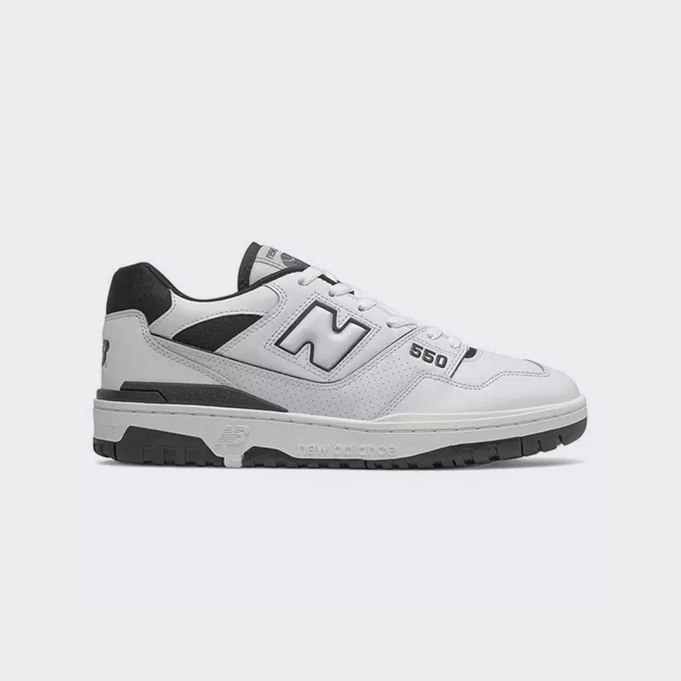 White and black New Balance 550 shoes are the back-to-school must-have.