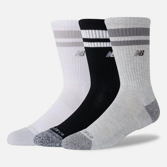 New Balance Unisex Active Premium Stripe Crew Sock (3 Pack)